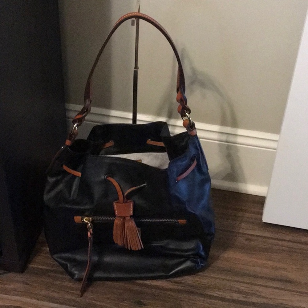Dooney & Bourke Black Leather Bucket Bag NEW